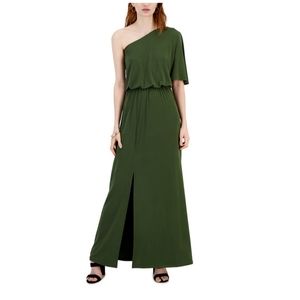 INC ONE SHOULDER GREEN  MAXI DRESS NWT SIZE MEDIUM